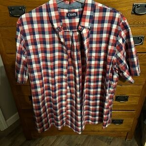 Chaps Red and Blue Casual Button Down Shirt